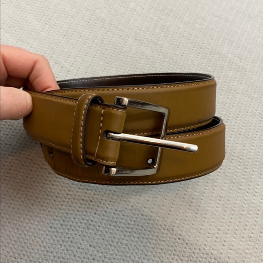 Men’s tan leather dress belt